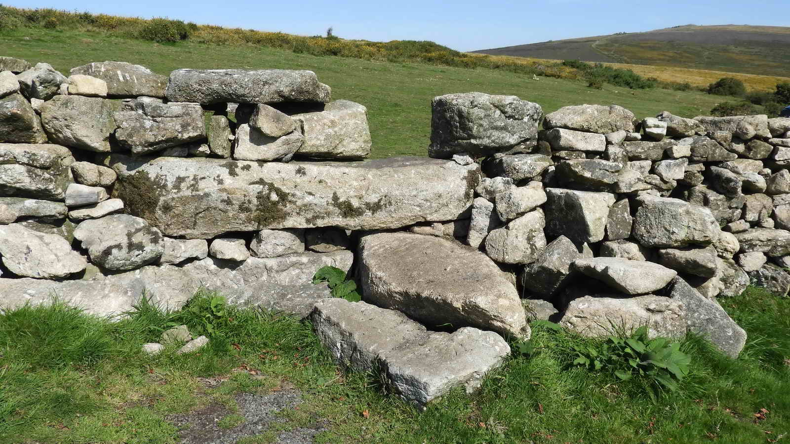 The magnificent solid stone step stile. Then, a short walk to the car park