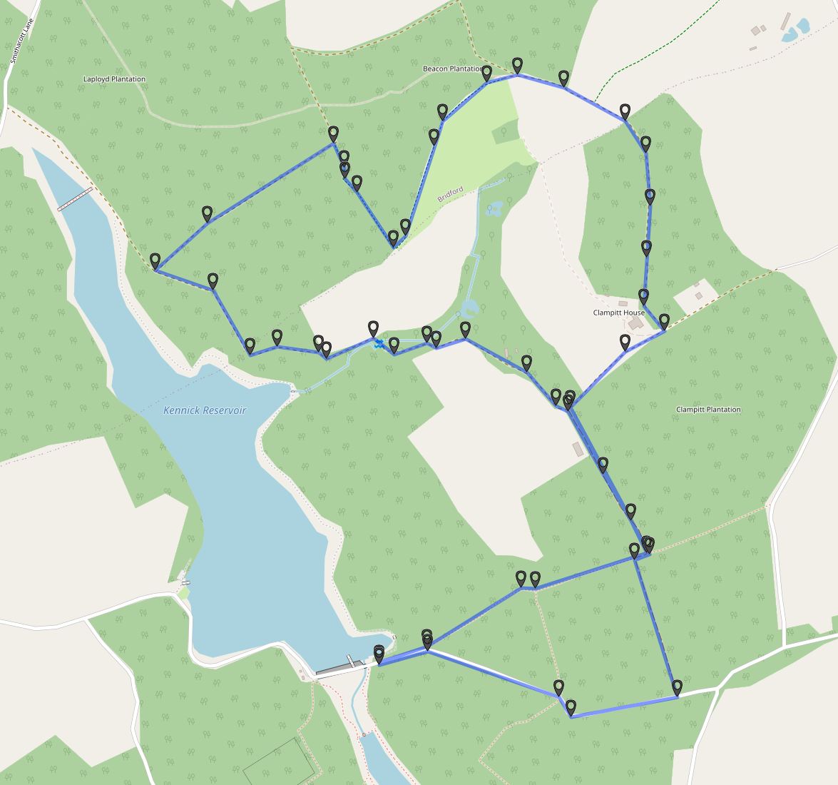 Map of Route -  Crown Copyright -  Ordnance Survey Licence number 100047373