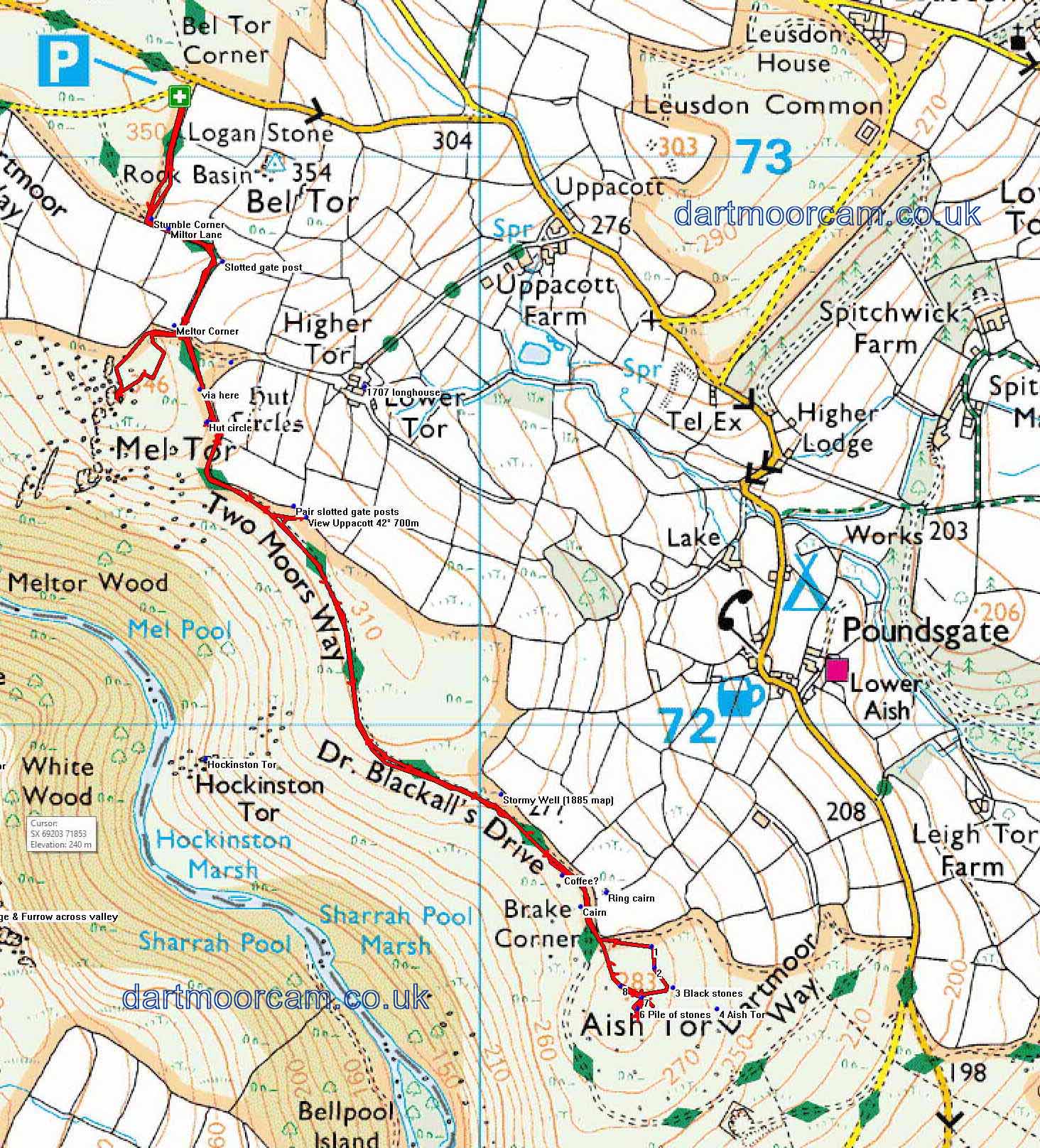 Map of Route -  Crown Copyright -  Ordnance Survey Licence number 100047373