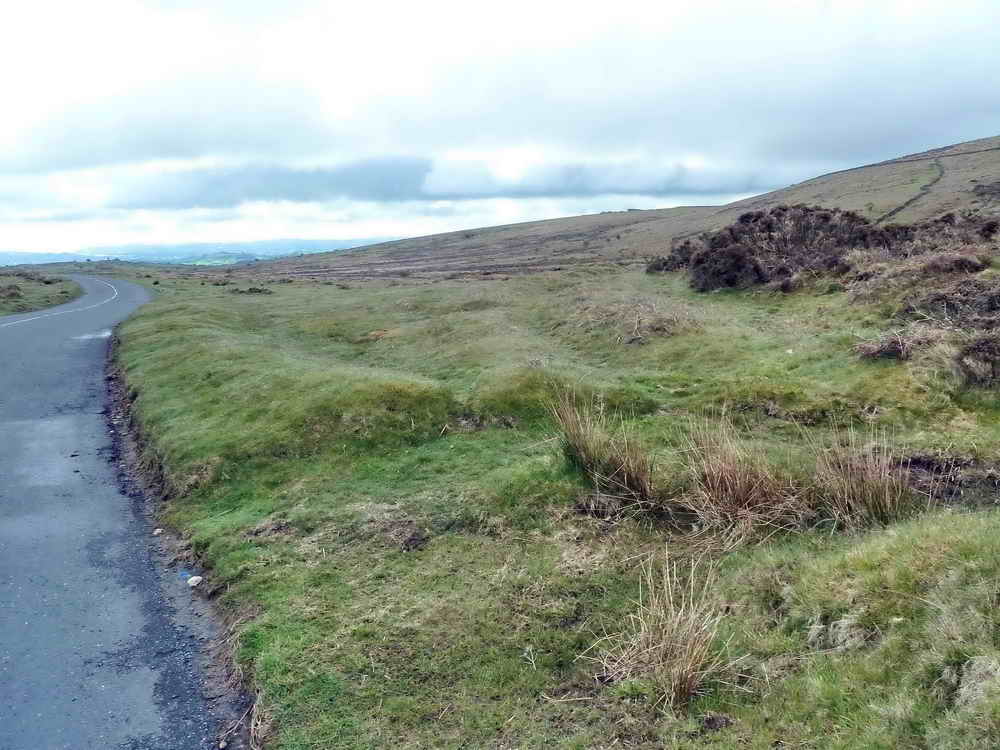 Remains of a tramway alongside the road by the car park that took tin from nearby Emsworthy Tin Mine. The mine had a steam engine and engine house similar to Wheal Betsy. (South of road, opposite to starting point