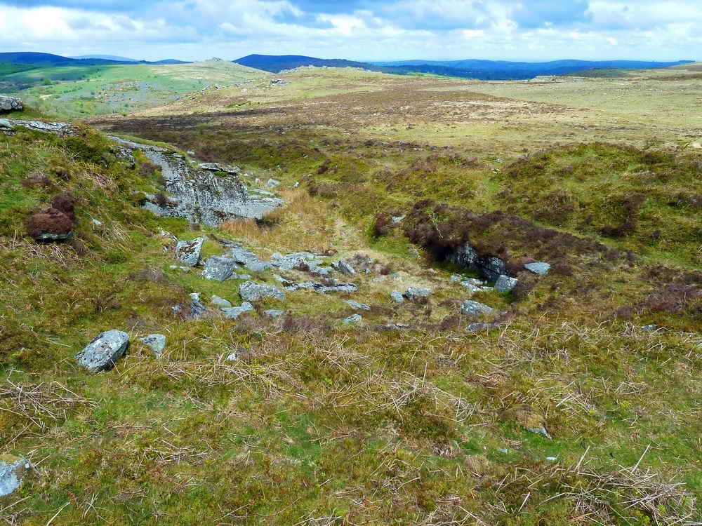 Looking down into the disused Emsworthy East Quarry aka Harrowbeer Quarry.