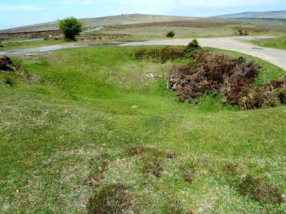 Site of the Emsworthy Mine. This pit was either old streaming works, or the filled in engine shaft