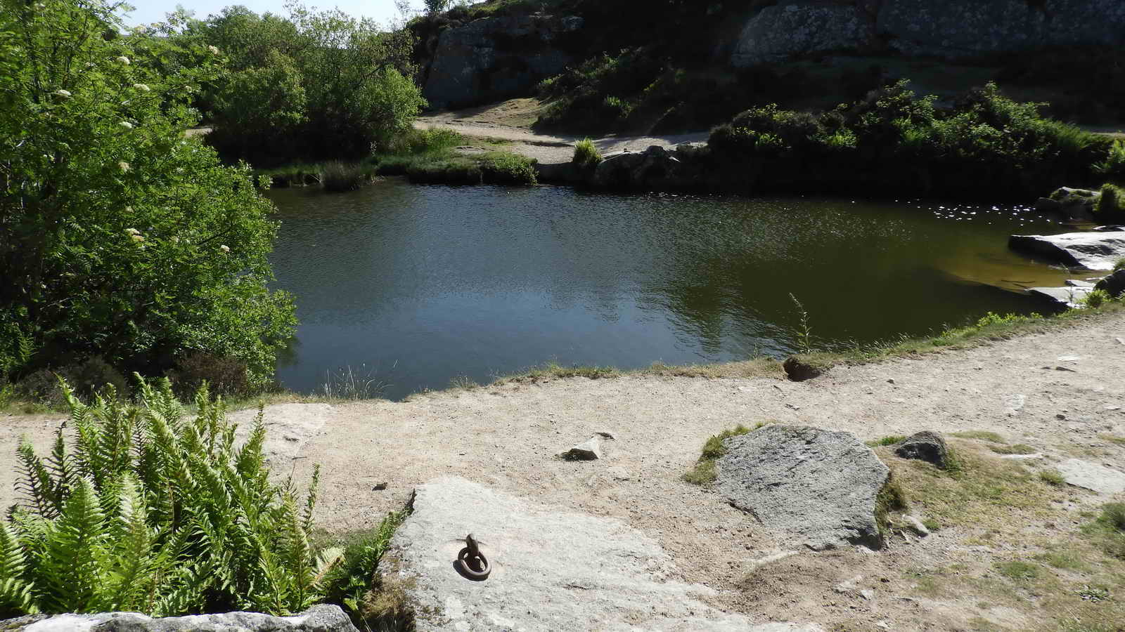 Looking across the pond from the second iron ring to the first one