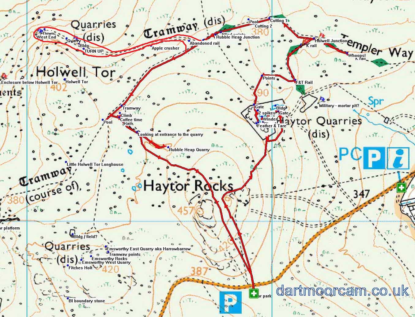 Map of Route -  Crown Copyright -  Ordnance Survey Licence number 100047373