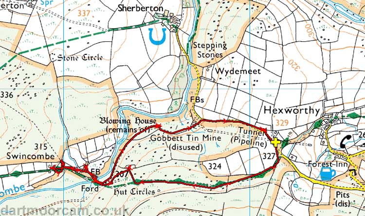 Map of Route -  Crown Copyright -  Ordnance Survey Licence number 100047373