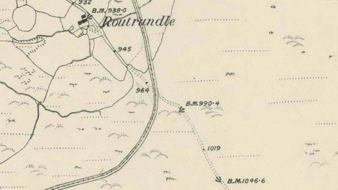 Map showing Benchmark locations. Ordnance Survey 6-inch Single Sheet Series Published 1884. Reproduced with the permission of the National Library of Scotland