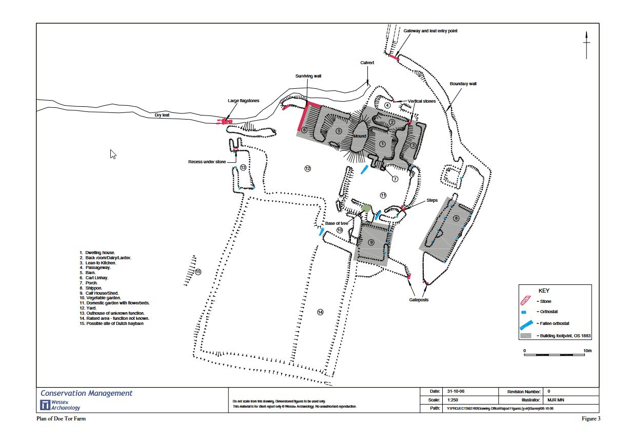 Plan of Doe Tor Farm - Wessex Archaeology, part of the above report