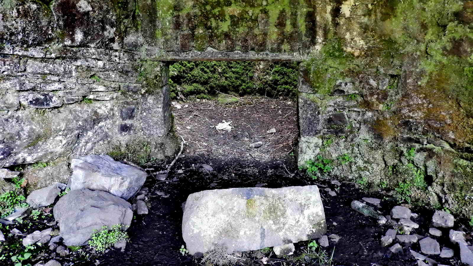 The open fire grate through which can be seen the floor of the large “well” at the back of the kiln that was loaded from the top