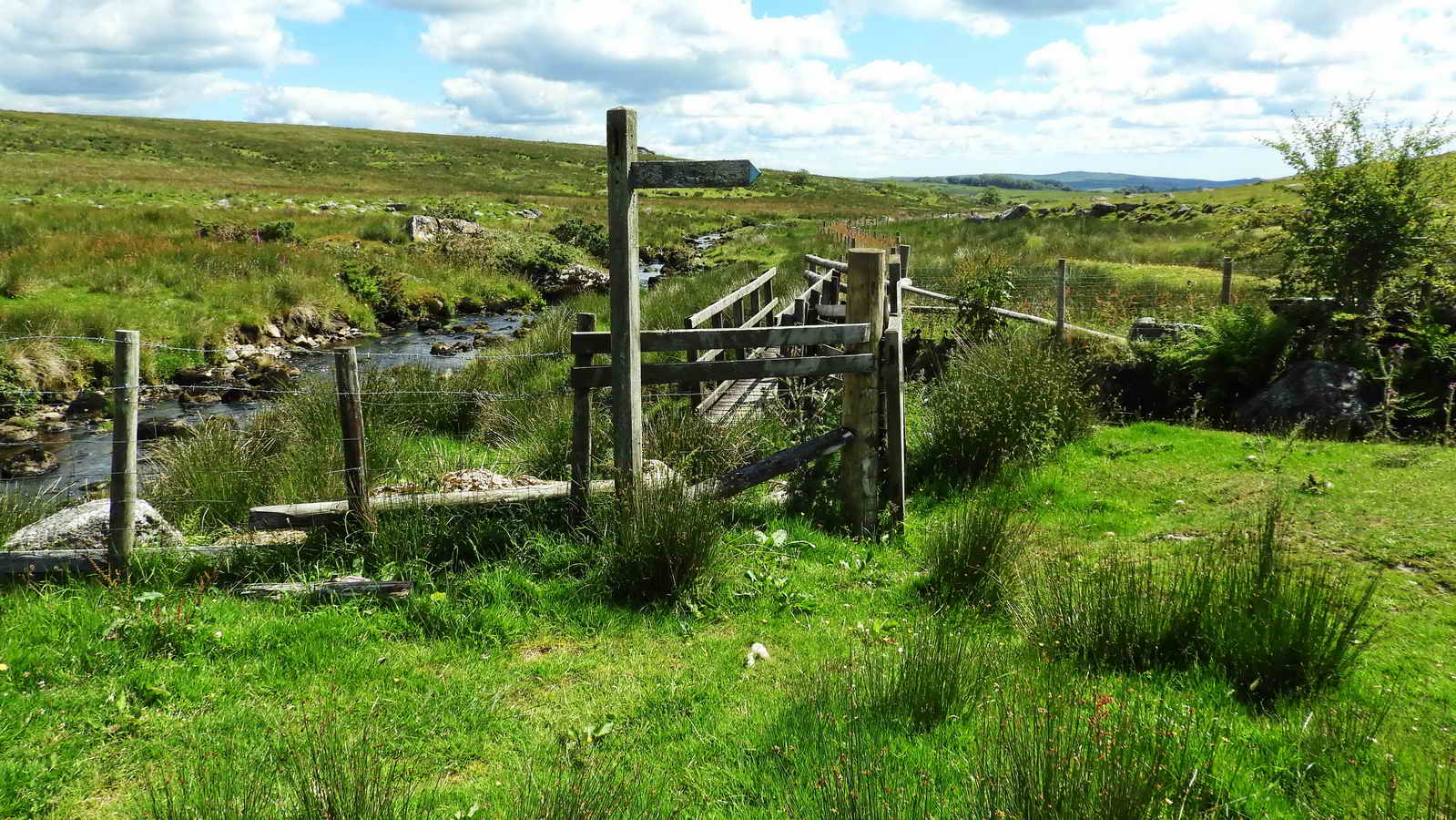 Looking down the river, showing smaller footbridge over Bachelors Hall Brook