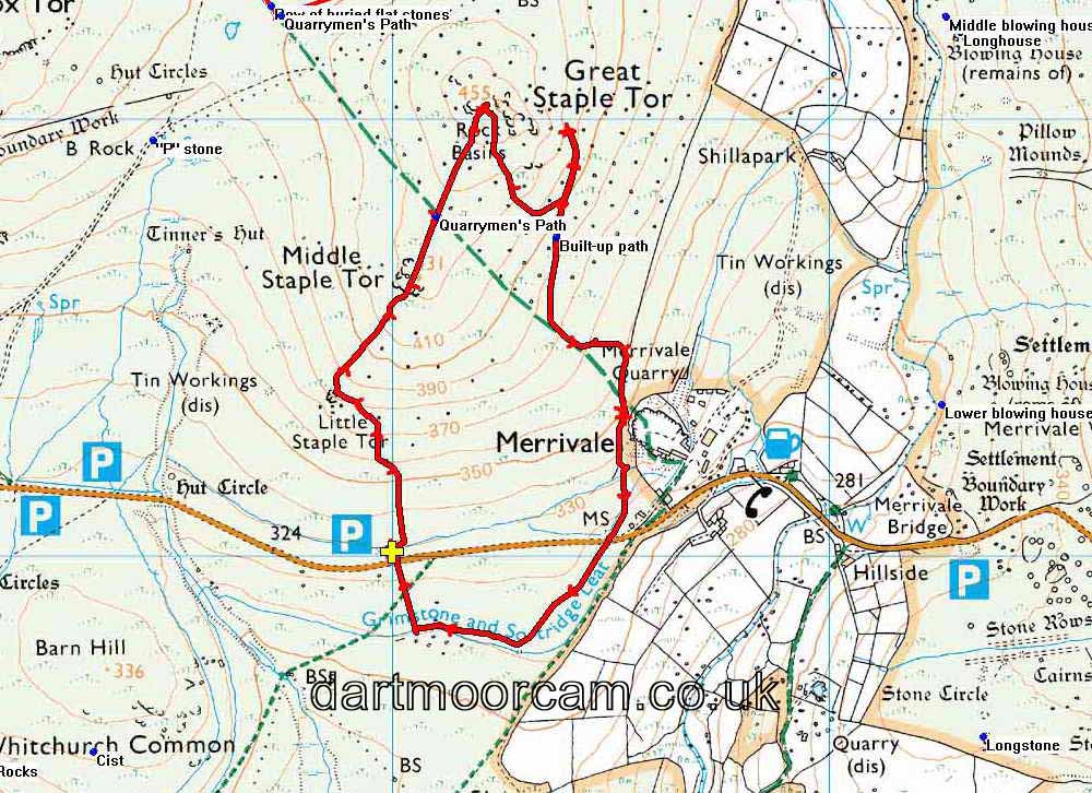 Map of Route -  Crown Copyright -  Ordnance Survey Licence number 100047373