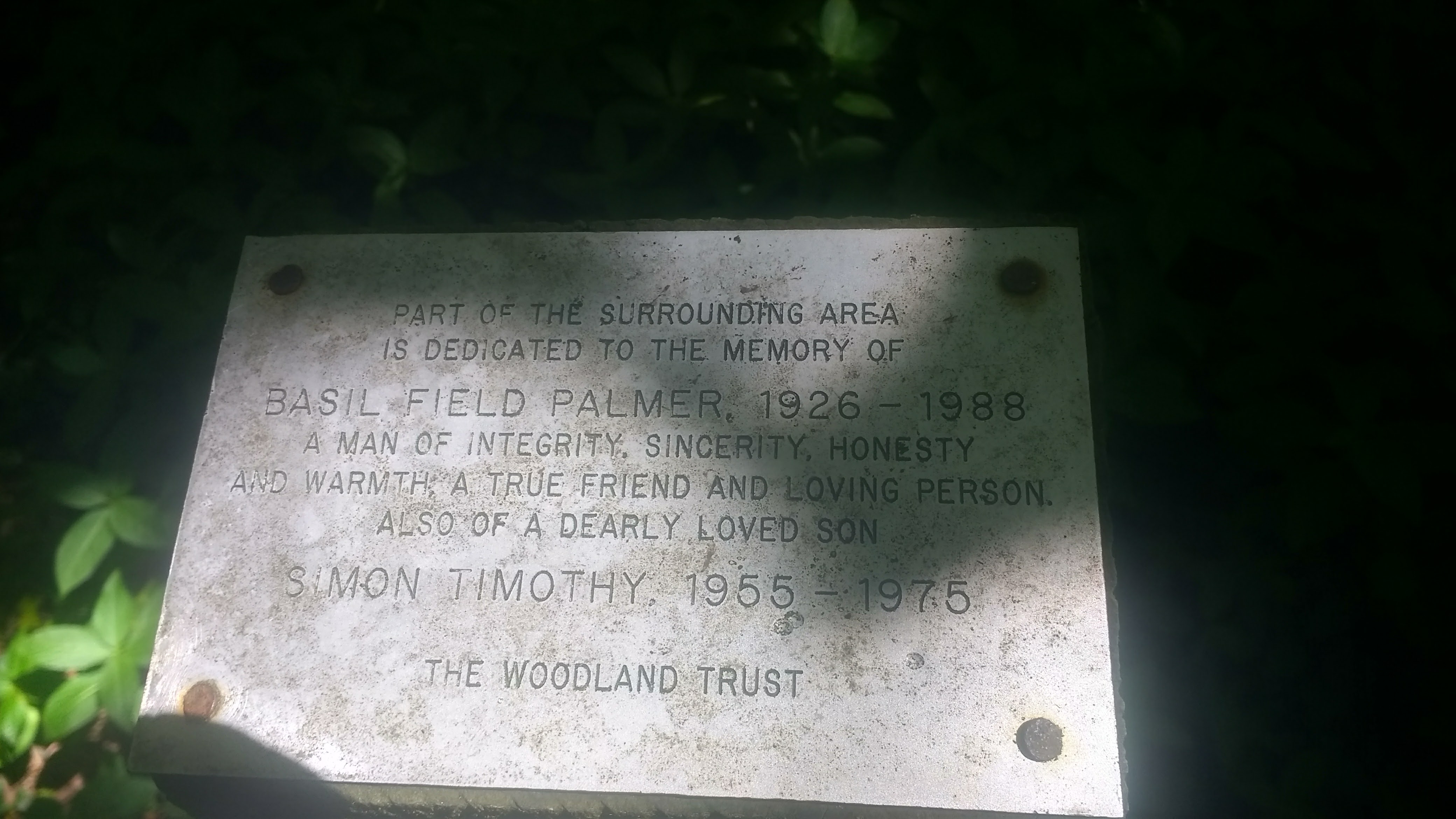 Memorial Plaques. Woodland Trust have erected several plaques in memory of supporters
