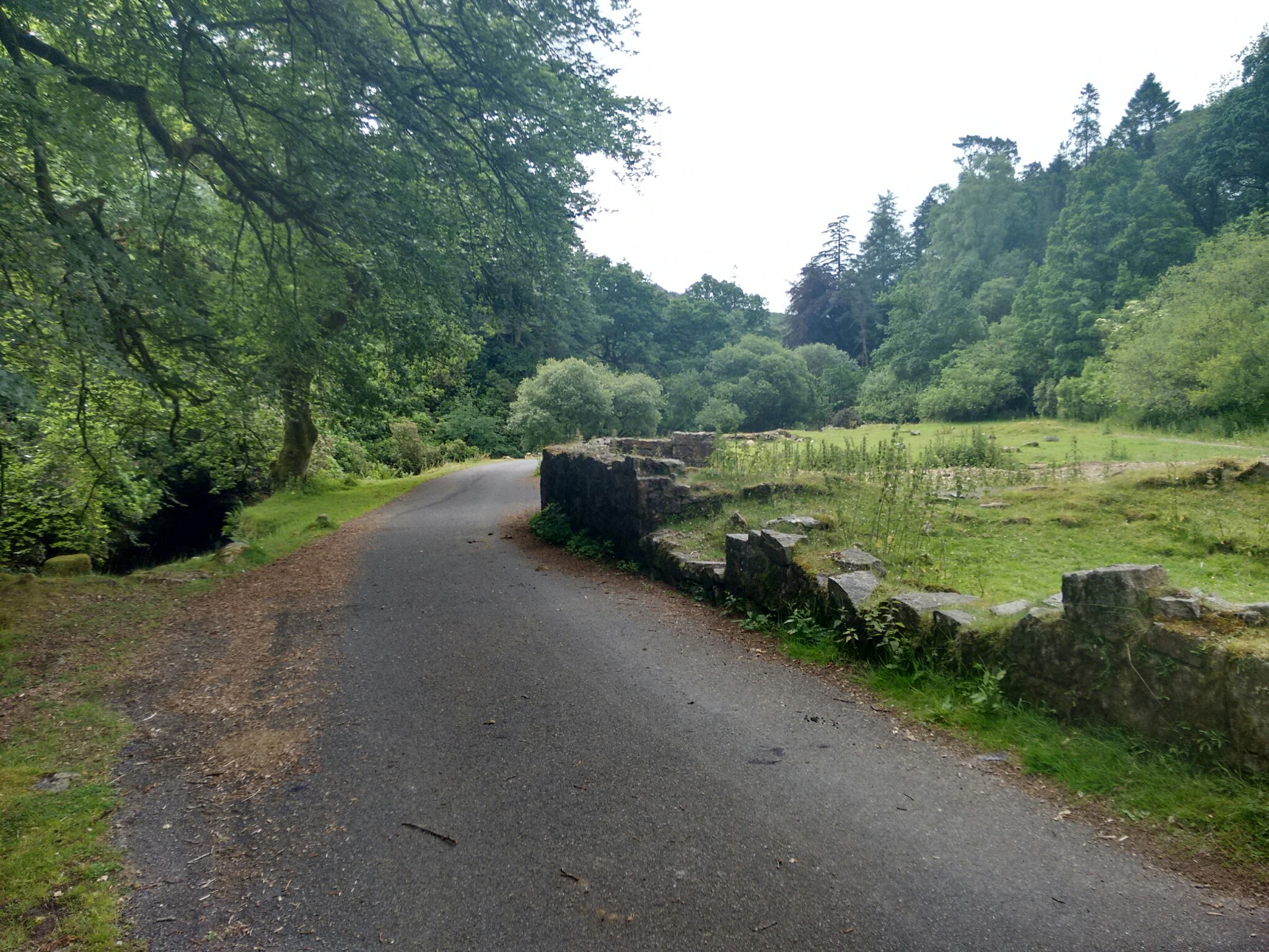 The road passing the remains of Brentmoor House