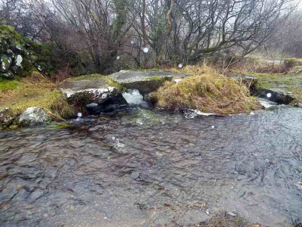 Broadmoor Brook, from Broadmoor Farm, with clapper bridge