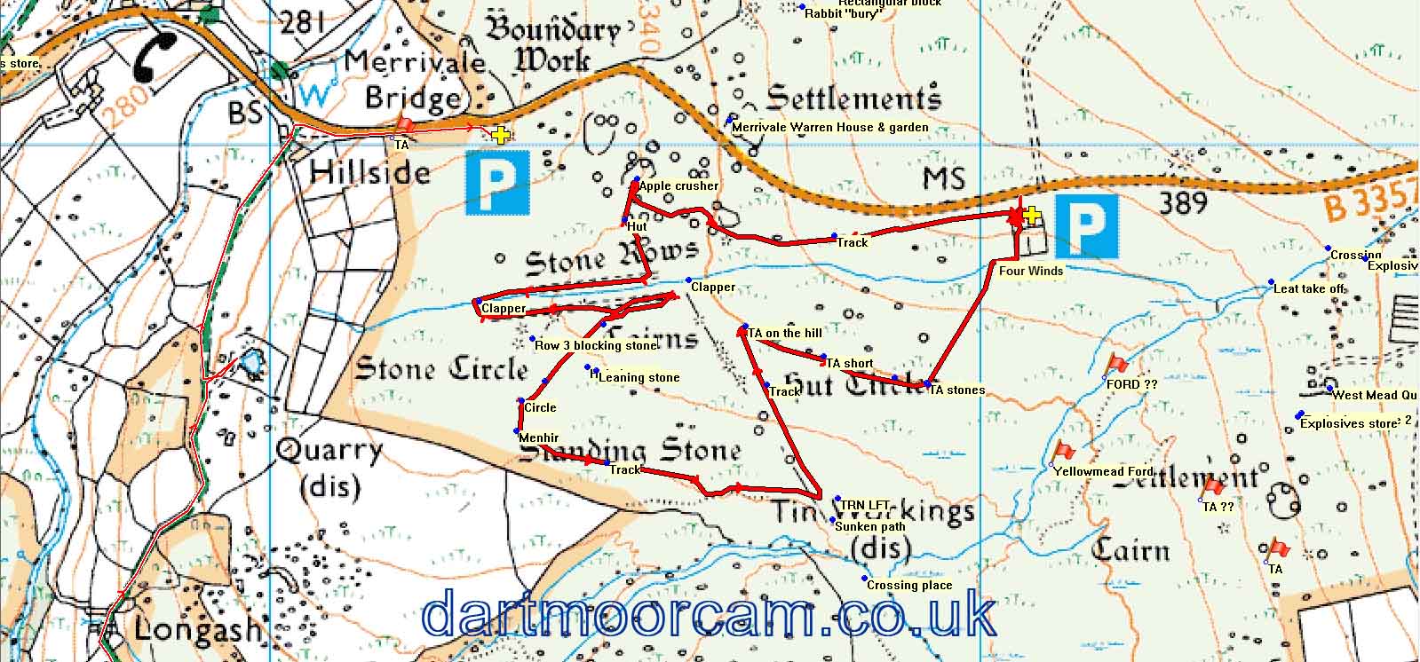 Map of Route -  Crown Copyright -  Ordnance Survey Licence number 100047373